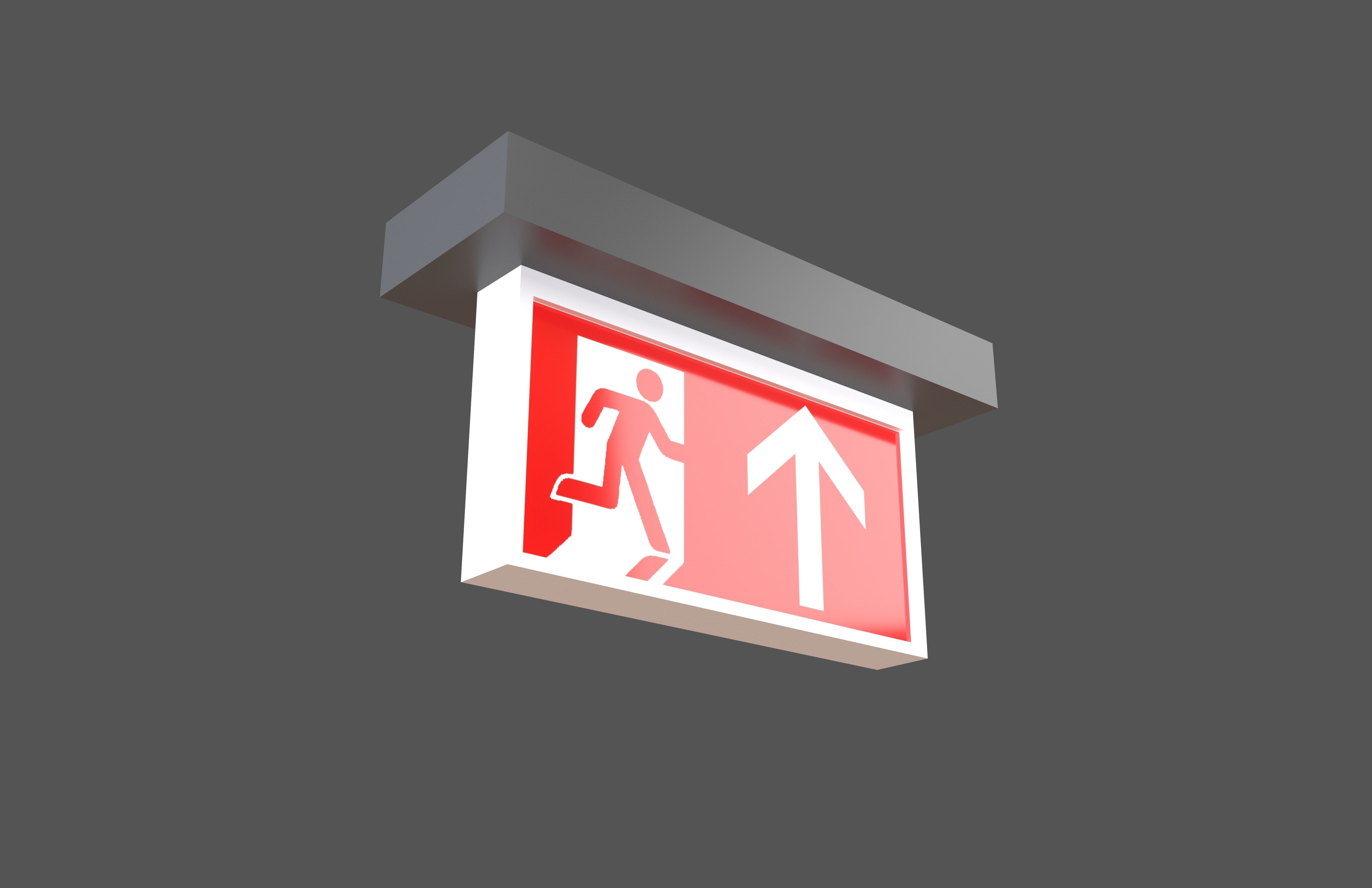 Exit Sign v1 016 Low-poly 3D model_3