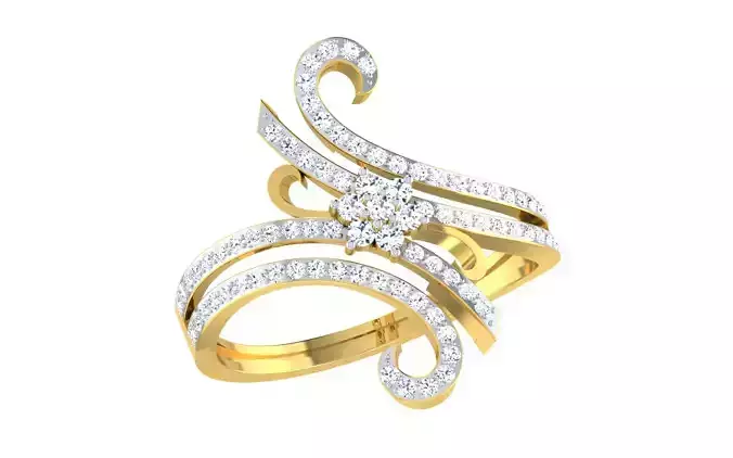 Solitaire Engagement Wedding Bypass Ring  3D print model