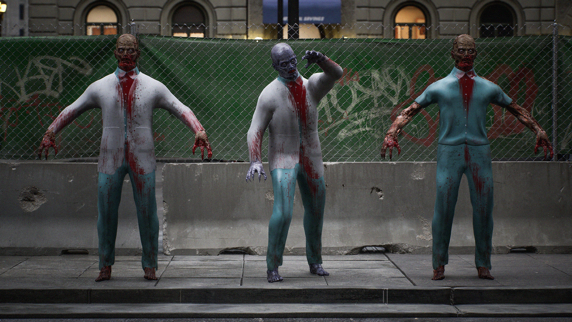 Zombies Game ready in city Low-poly 3D model_7