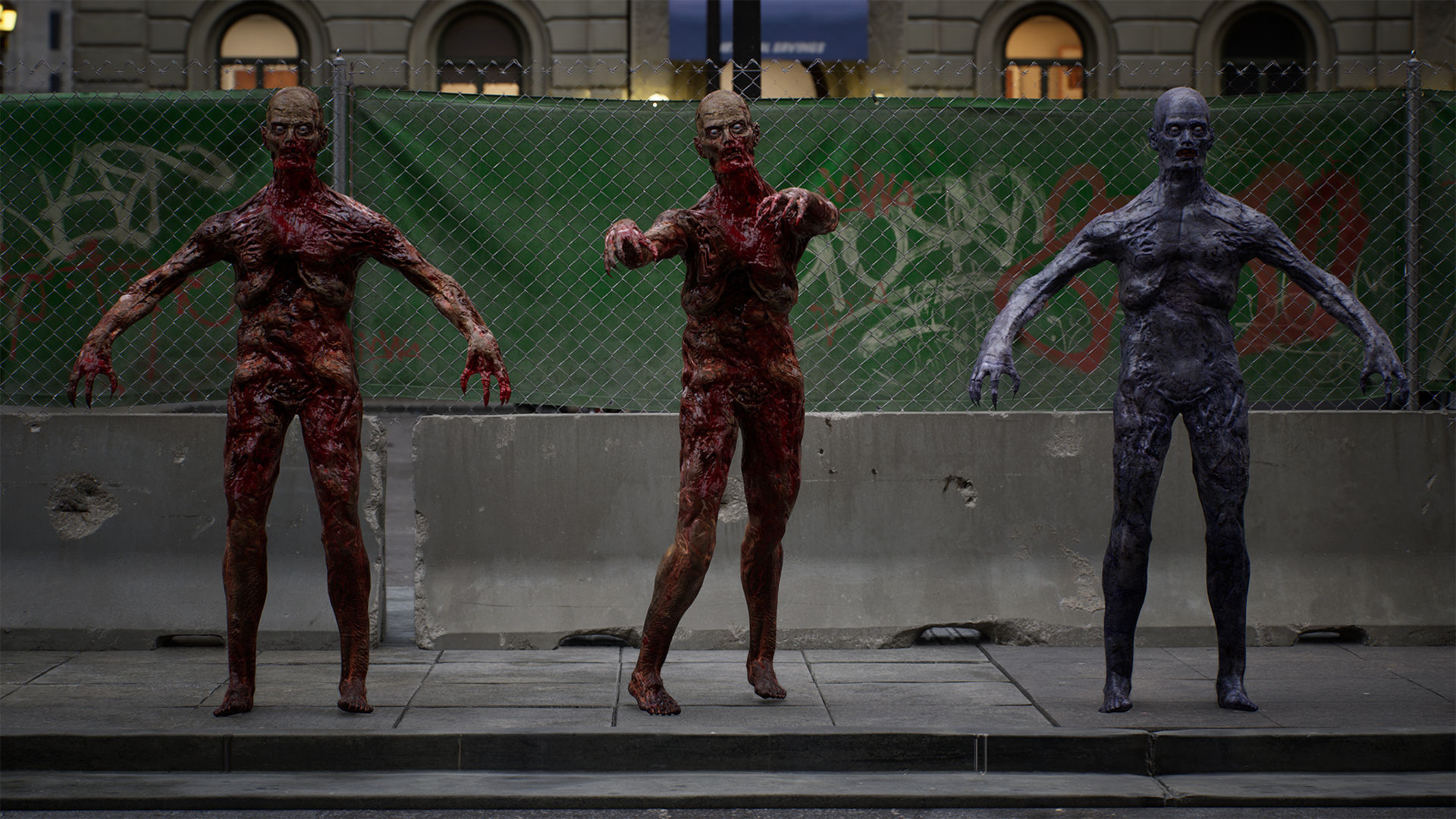 Zombies Game ready in city Low-poly 3D model_2