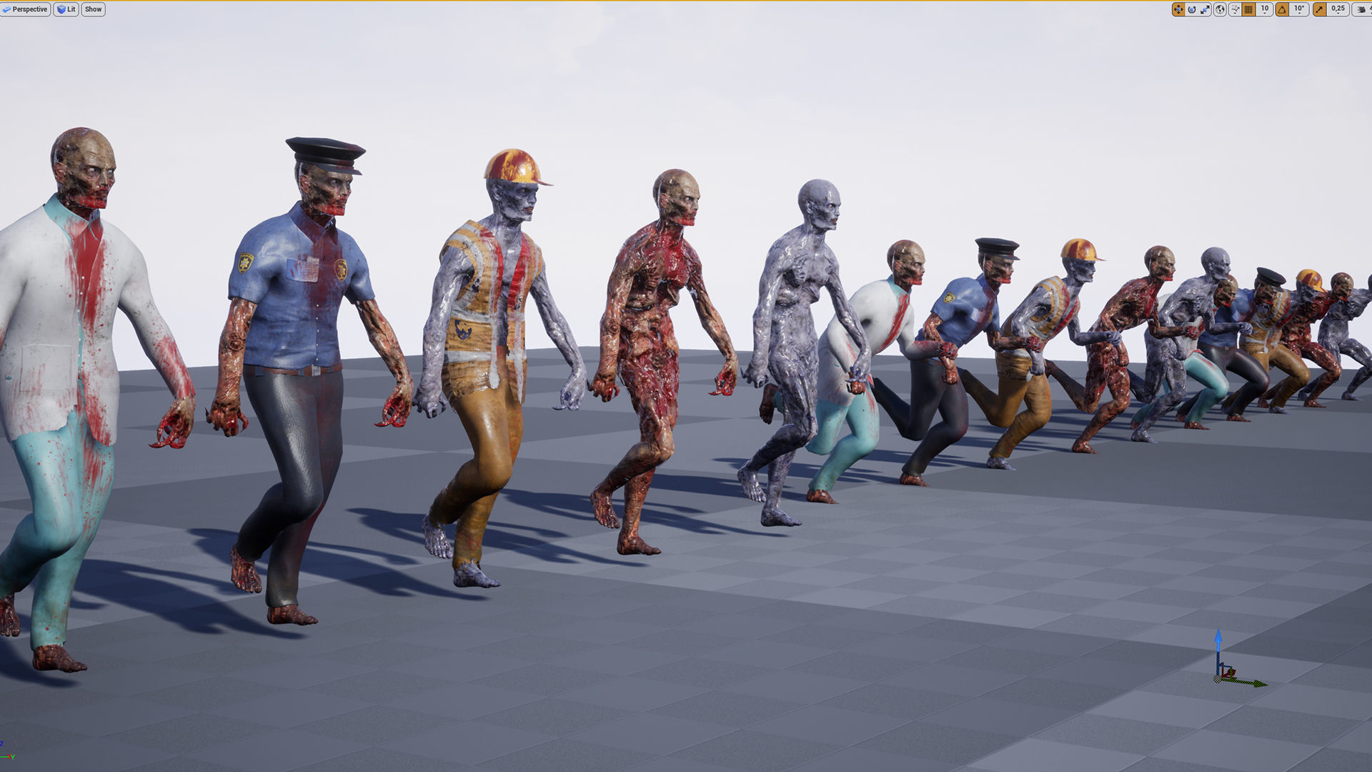 Zombies Game ready in city Low-poly 3D model_10