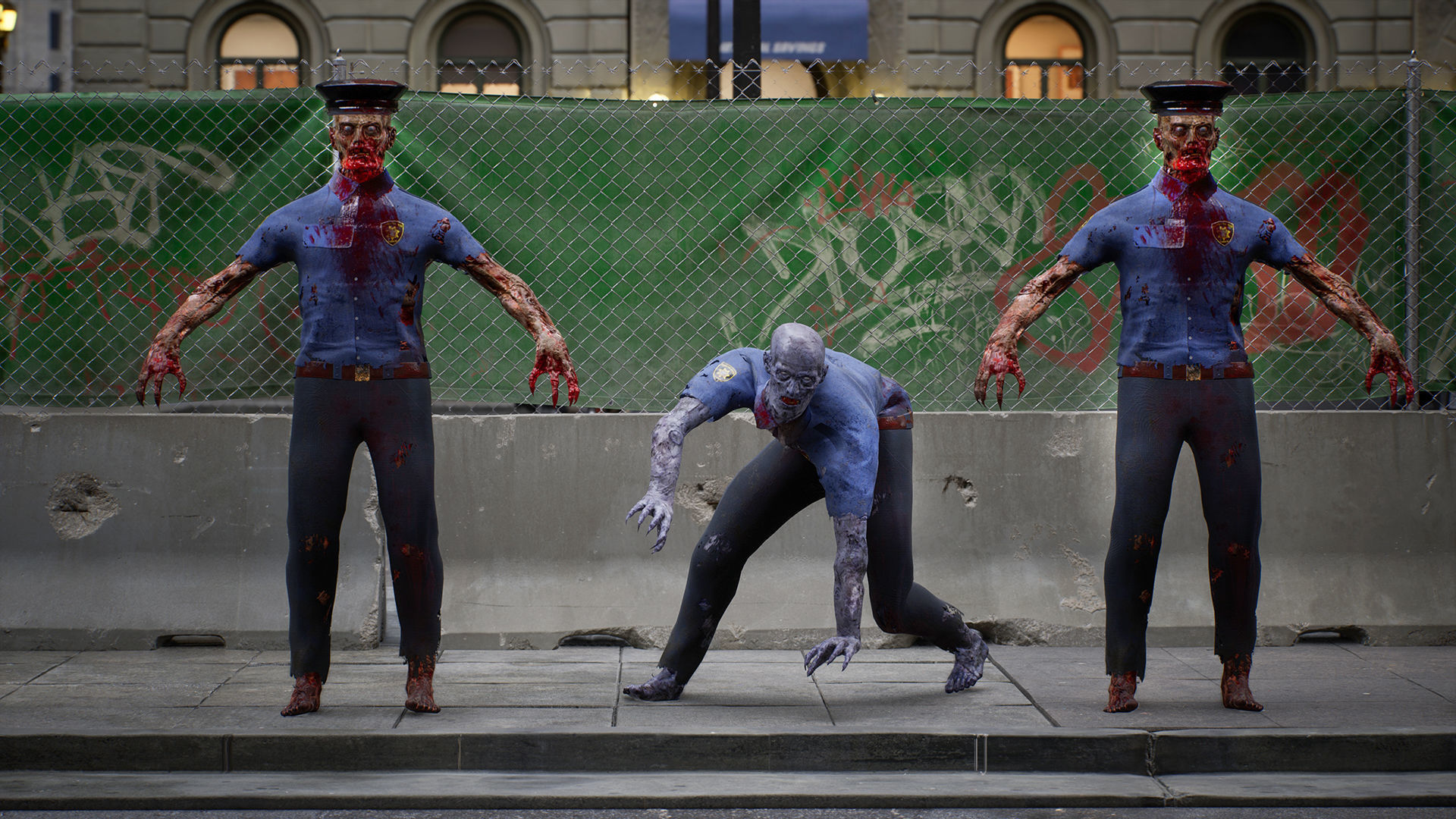Zombies Game ready in city Low-poly 3D model_6
