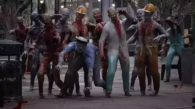 Zombies Game ready in city Low-poly 3D model