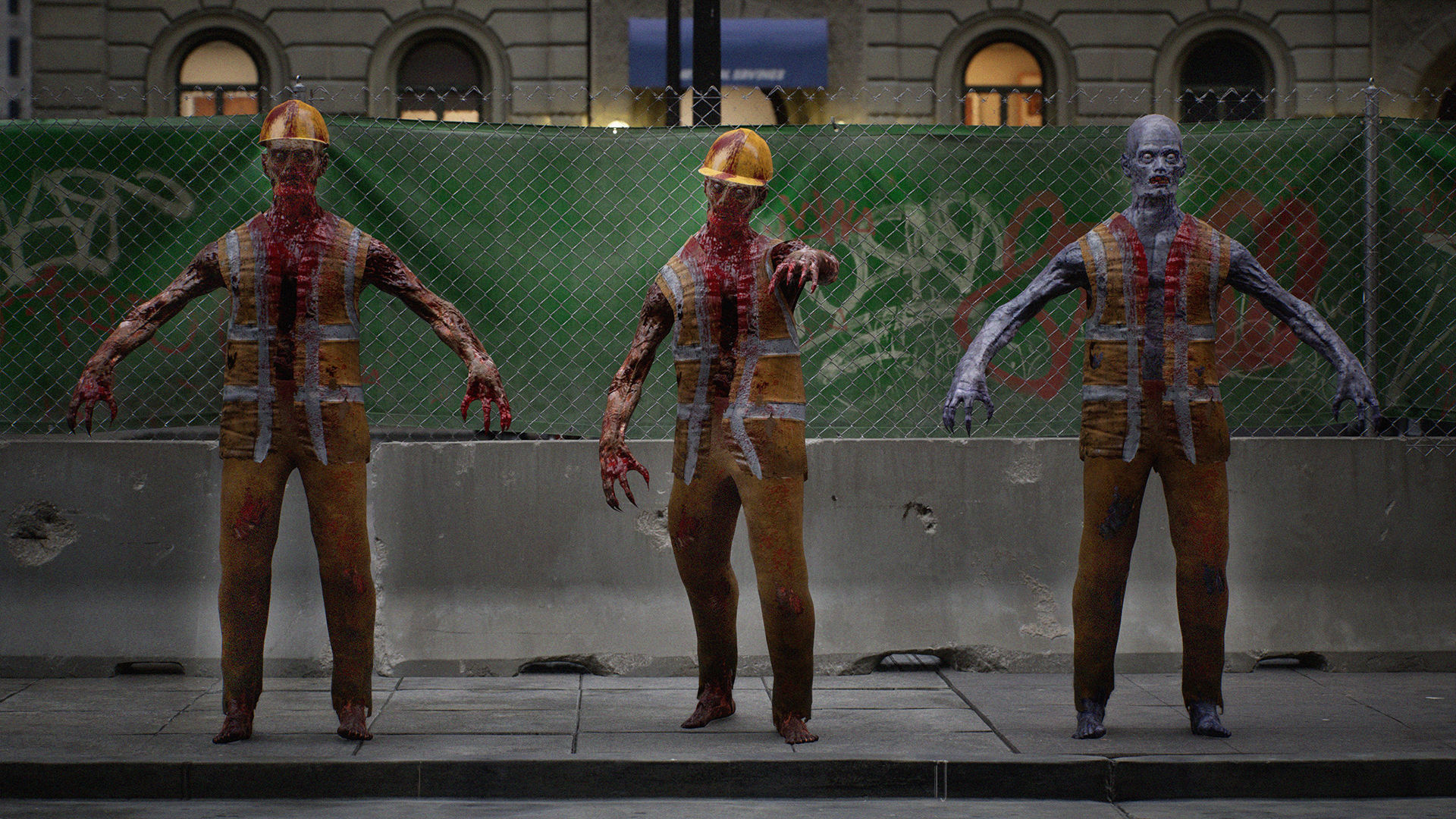 Zombies Game ready in city Low-poly 3D model_5