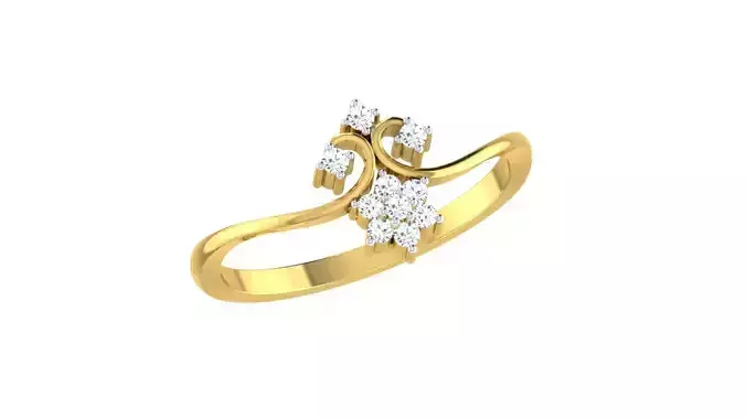 Solitaire Engagement Wedding Bypass Ring  3D print model