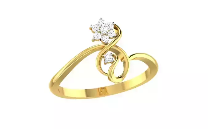 Solitaire Engagement Wedding Bypass Ring  3D print model