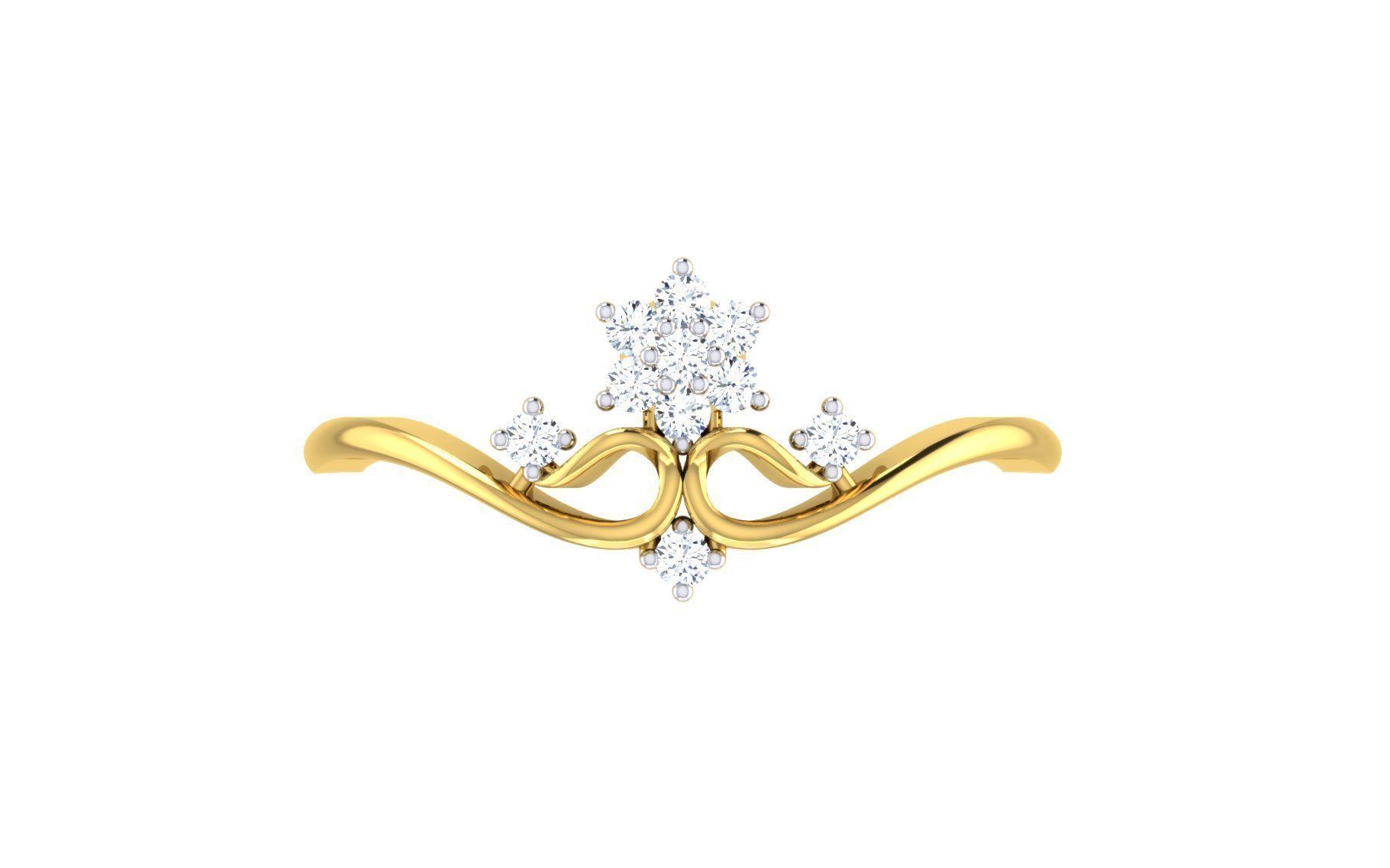 Solitaire Engagement Wedding Bypass Ring 3D print model_6