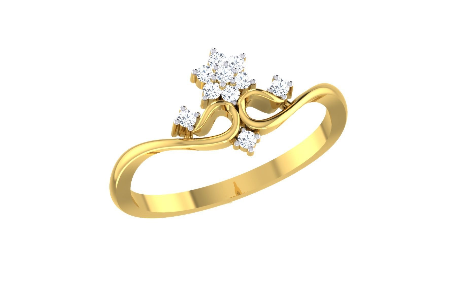 Solitaire Engagement Wedding Bypass Ring 3D print model_1