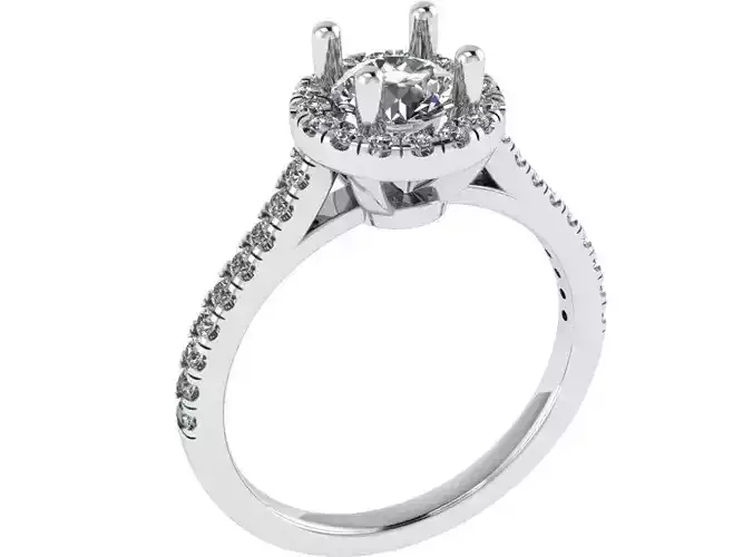 Round Halo Cathedral Ring 1197