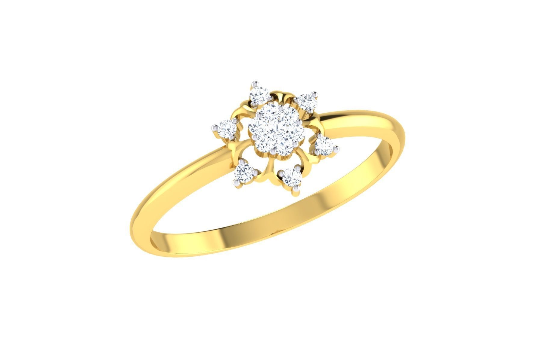Solitaire Engagement Wedding Band Ring 3D print model_1