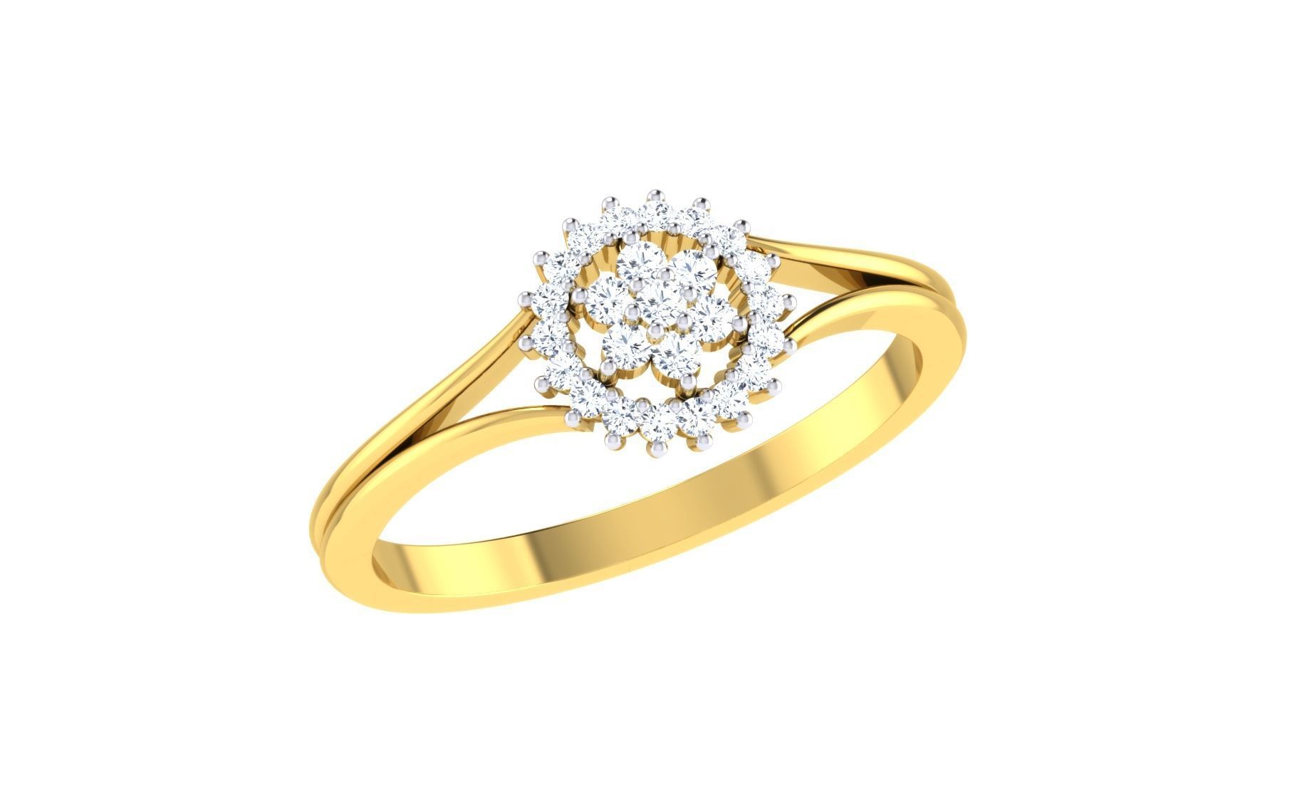 Solitaire Engagement Wedding Band Ring 3D print model_1