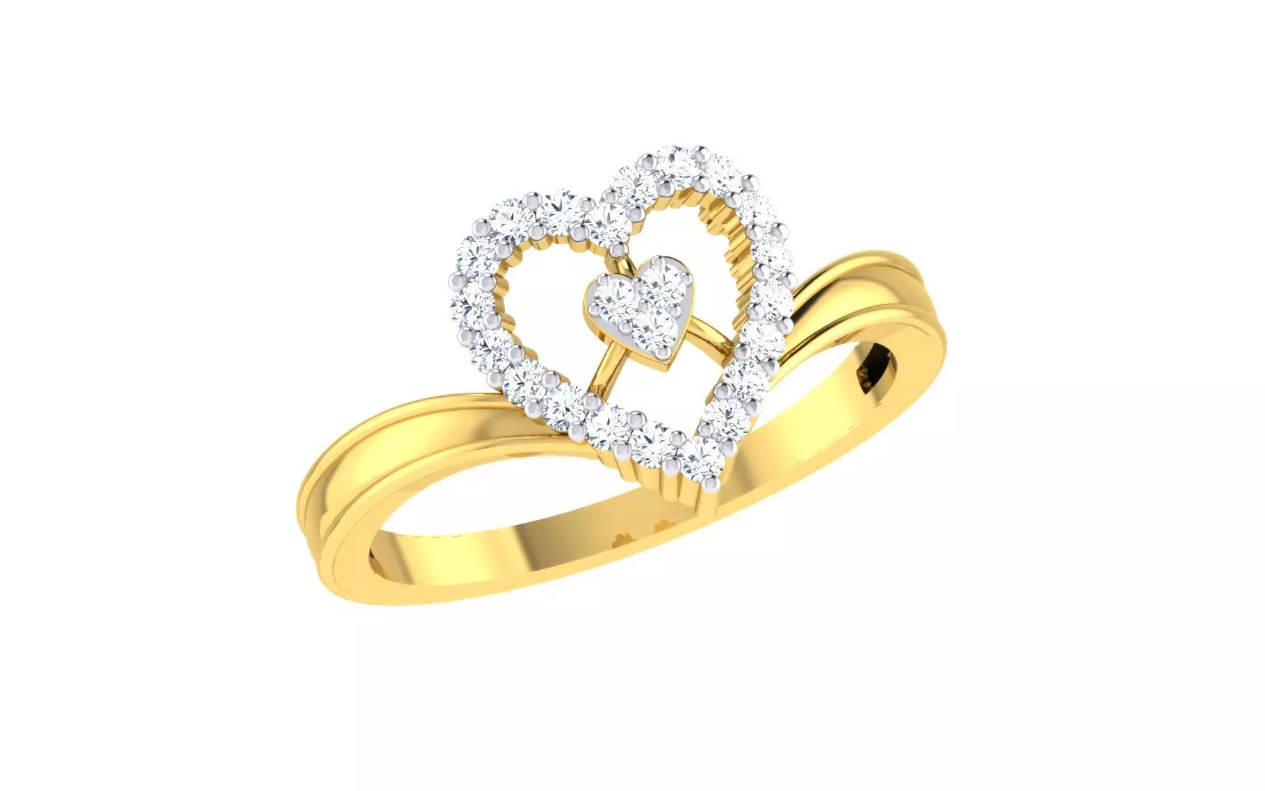 Solitaire Engagement Wedding Band Ring 3D print model_0