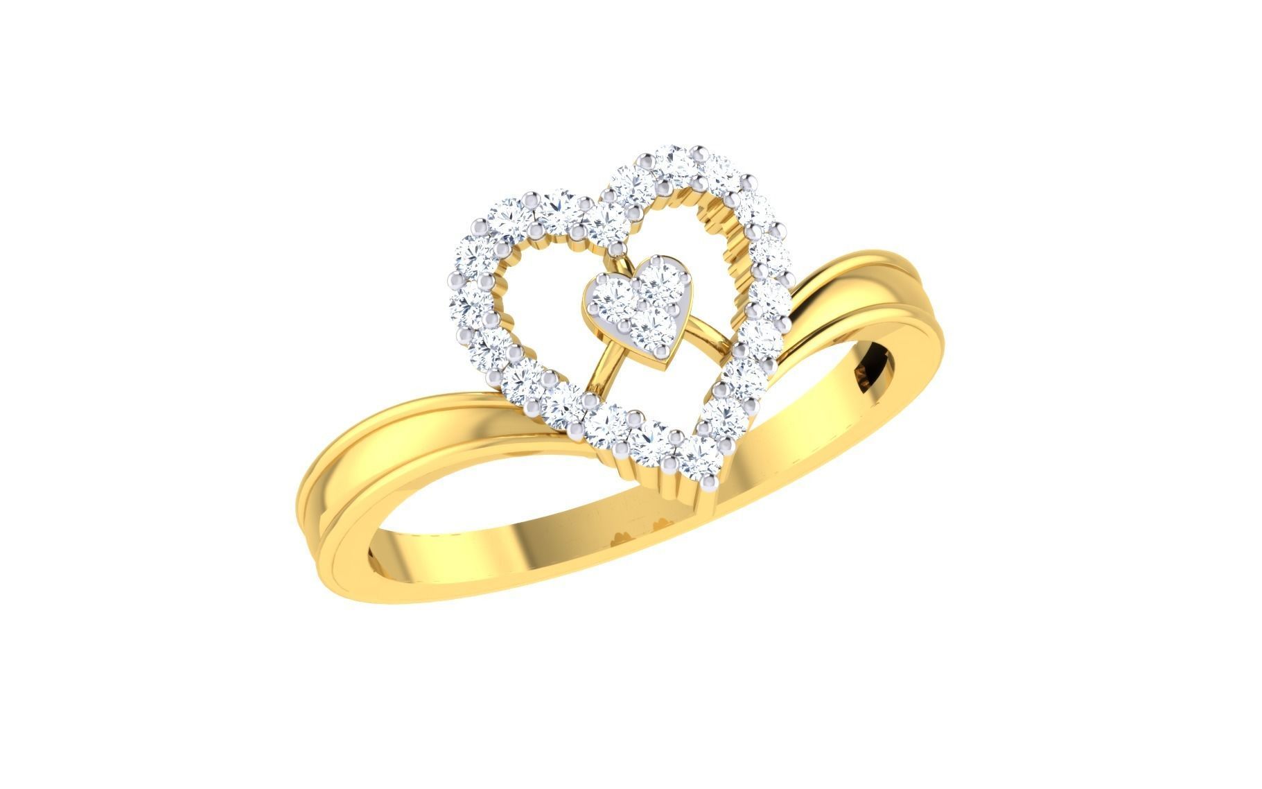 Solitaire Engagement Wedding Band Ring 3D print model_1
