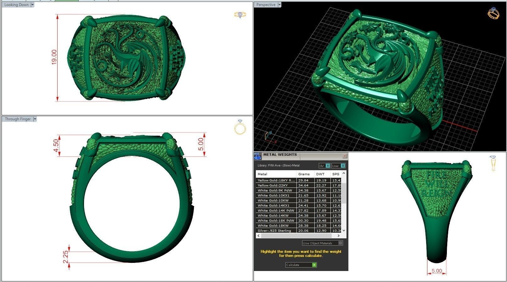 Targaryen House Dragon GOT Symbol Fan Art Signet 3D print model_7