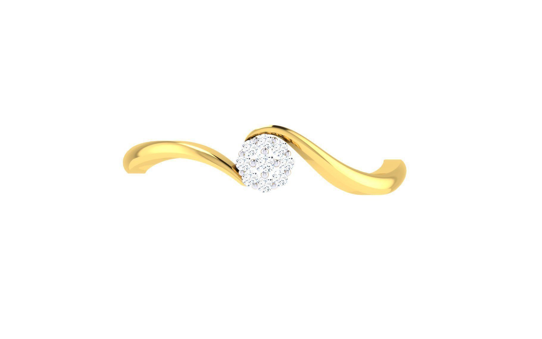 Solitaire Engagement Wedding Bypass Ring 3D print model_6