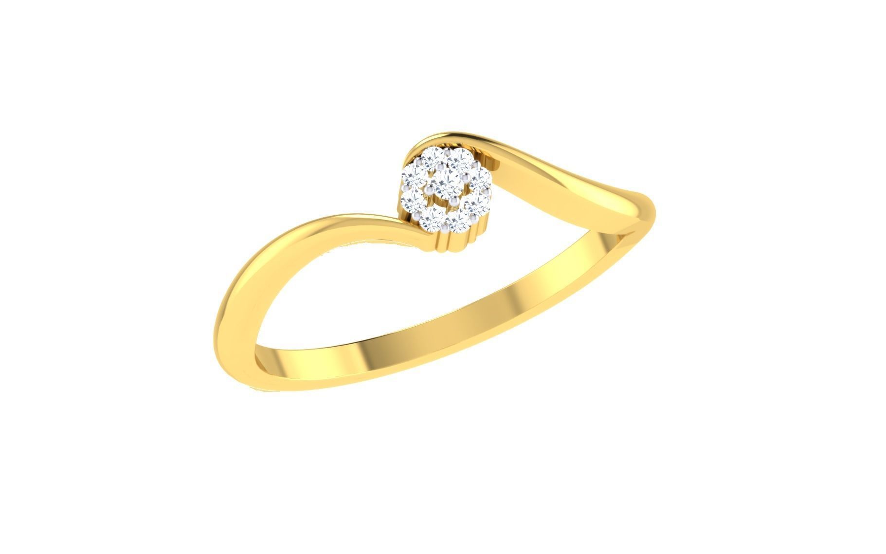 Solitaire Engagement Wedding Bypass Ring 3D print model_1