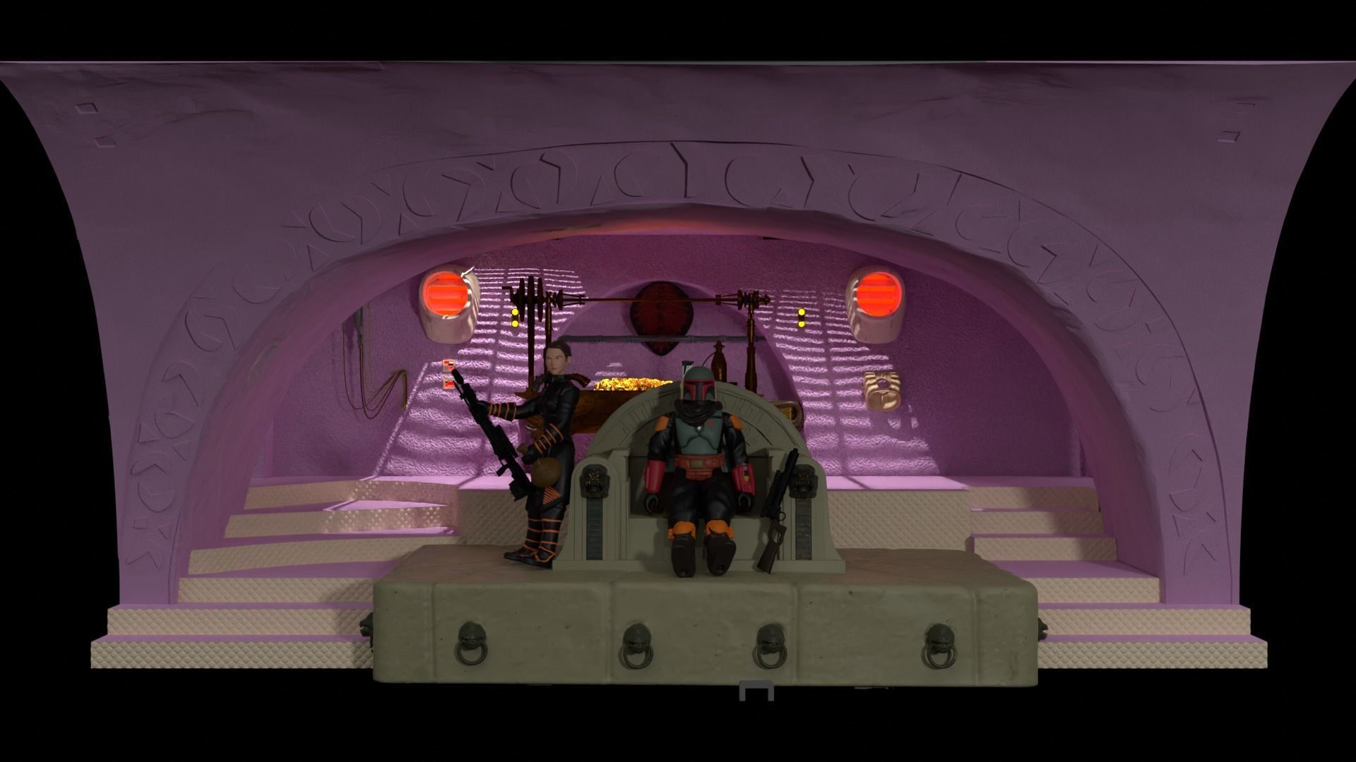 Jabbas Throne Area - Foam version complete set - 1-6 Hottoys 3D Model Collection_12