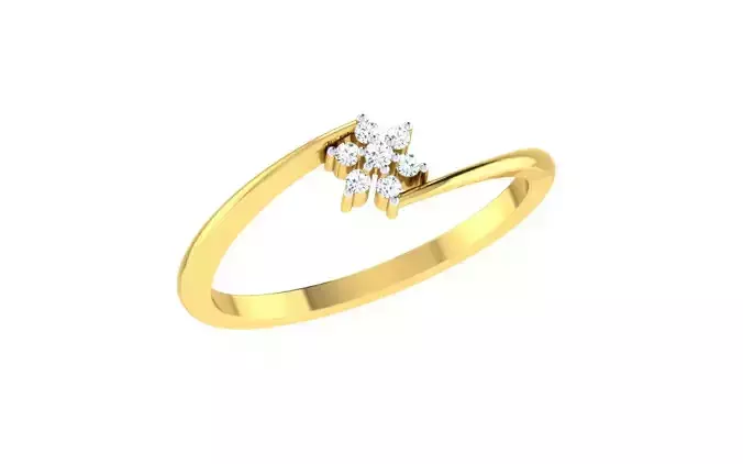 Solitaire Engagement Wedding Bypass Ring  3D print model