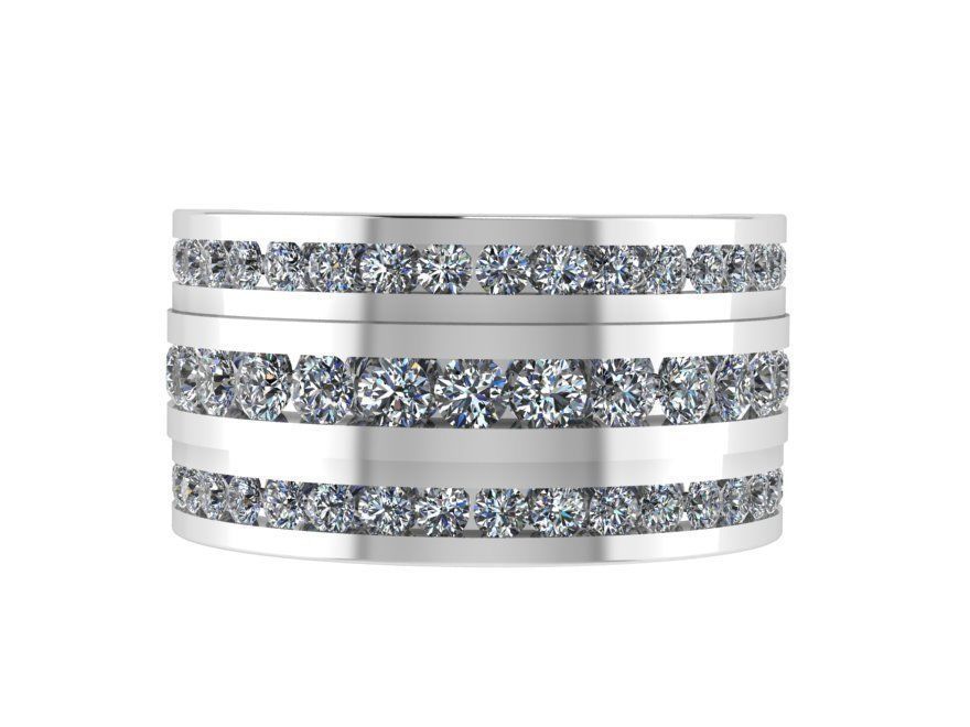3 Row Diamond Ring 1213 3D print model_3
