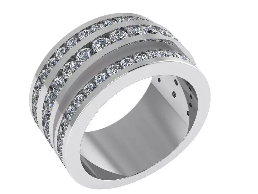3 Row Diamond Ring 1213 3D print model_0