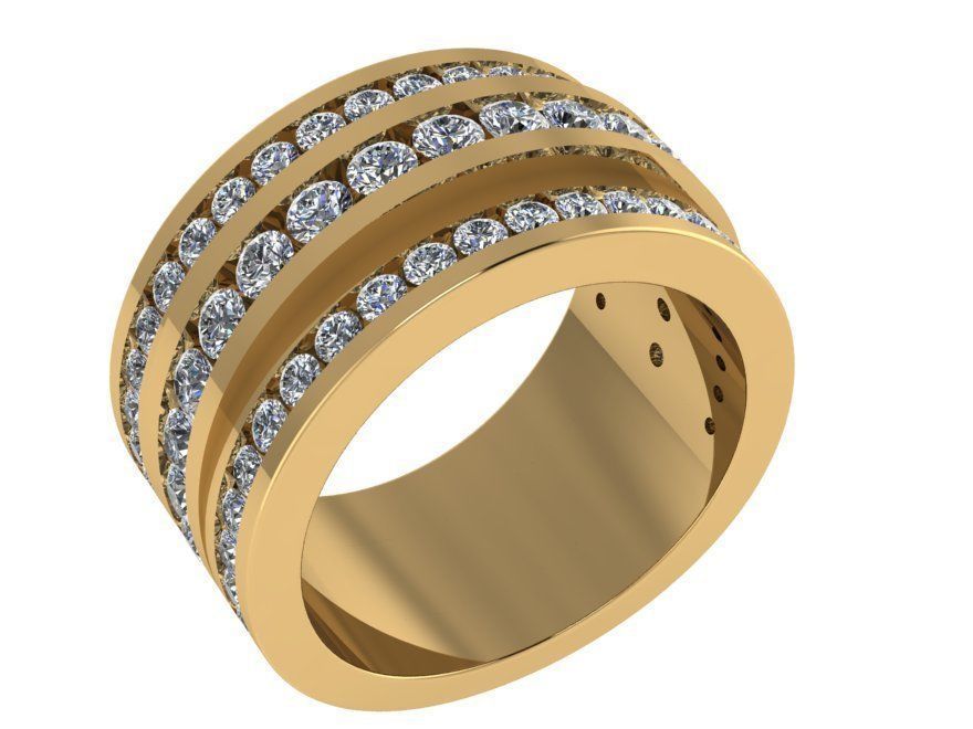 3 Row Diamond Ring 1213 3D print model_1