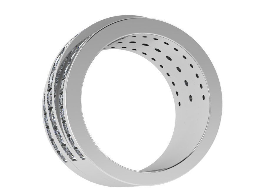 3 Row Diamond Ring 1213 3D print model_2