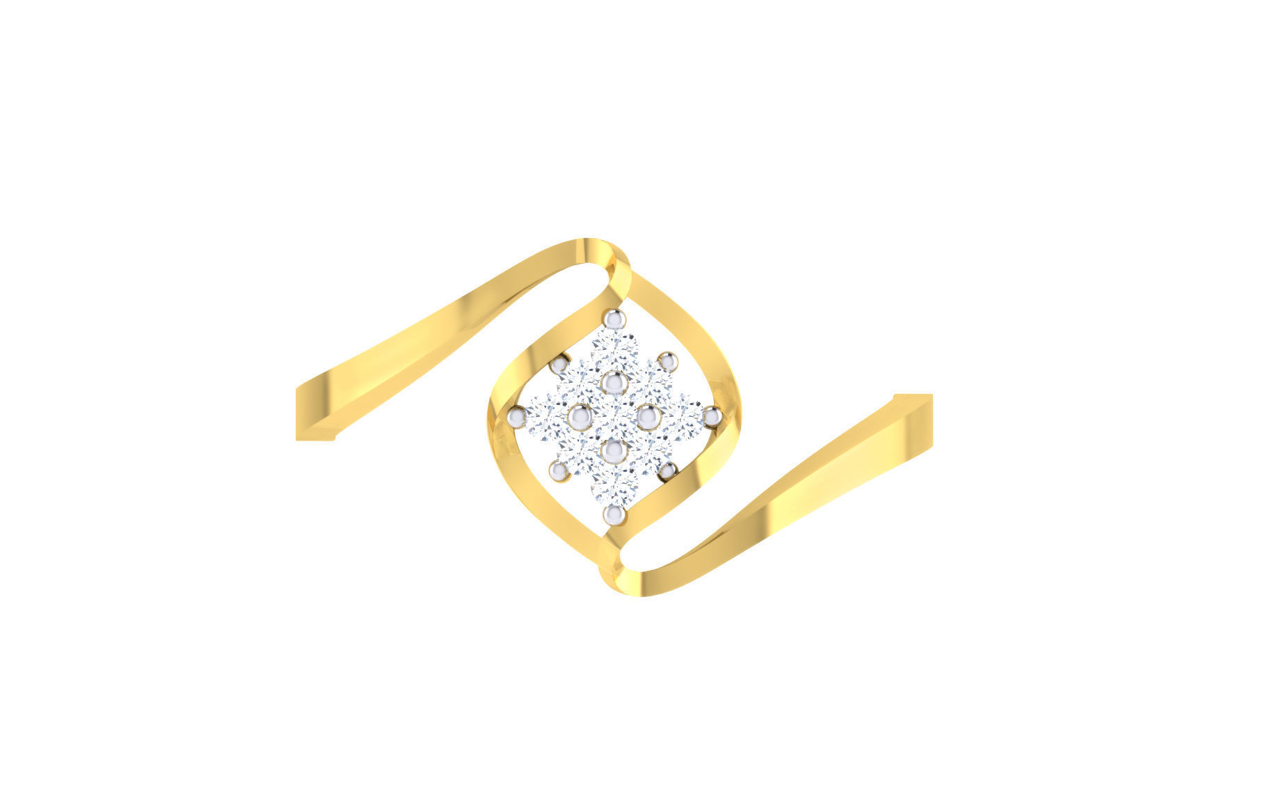 Solitaire Engagement Wedding Bypass Ring 3D print model_6