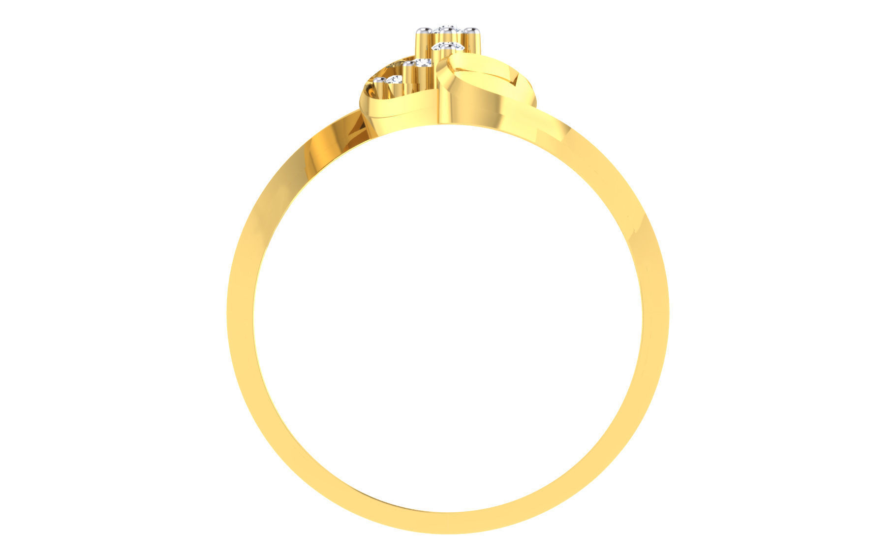 Solitaire Engagement Wedding Bypass Ring 3D print model_2