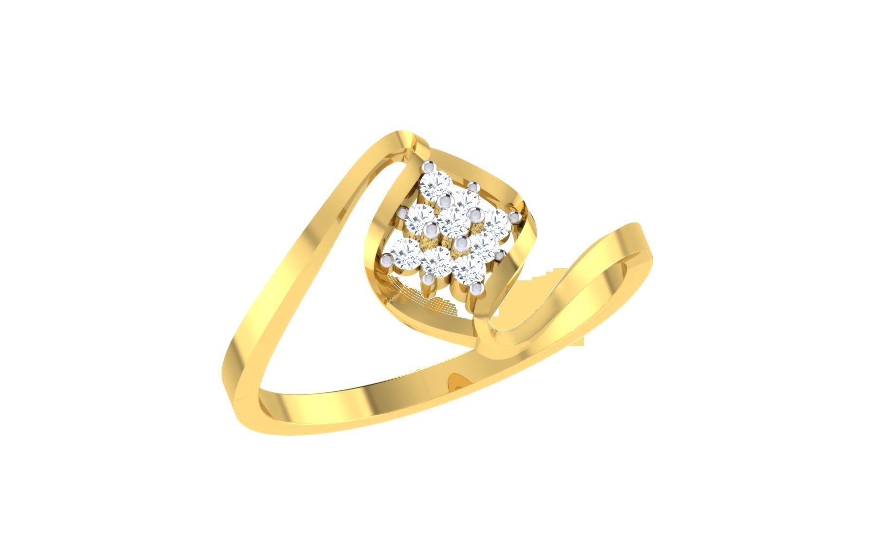 Solitaire Engagement Wedding Bypass Ring 3D print model_1