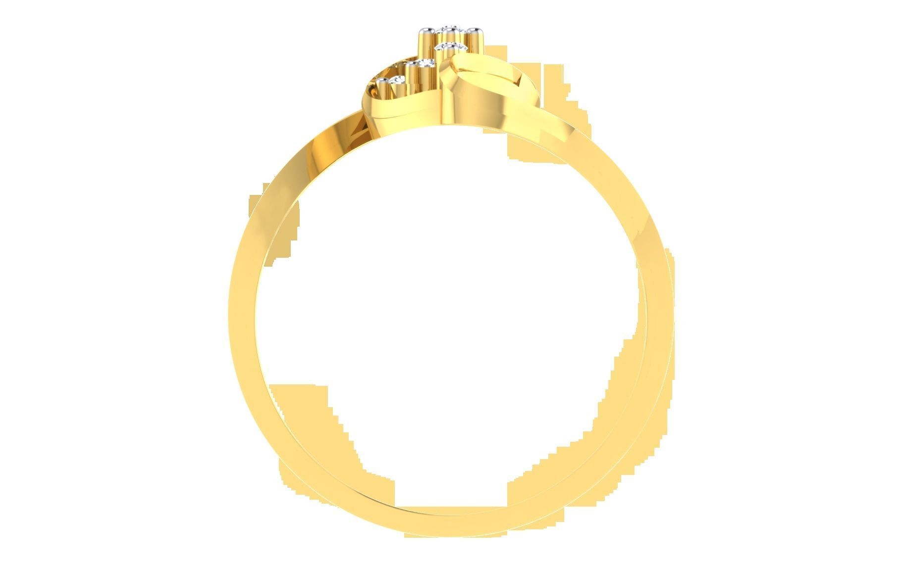 Solitaire Engagement Wedding Bypass Ring 3D print model_3