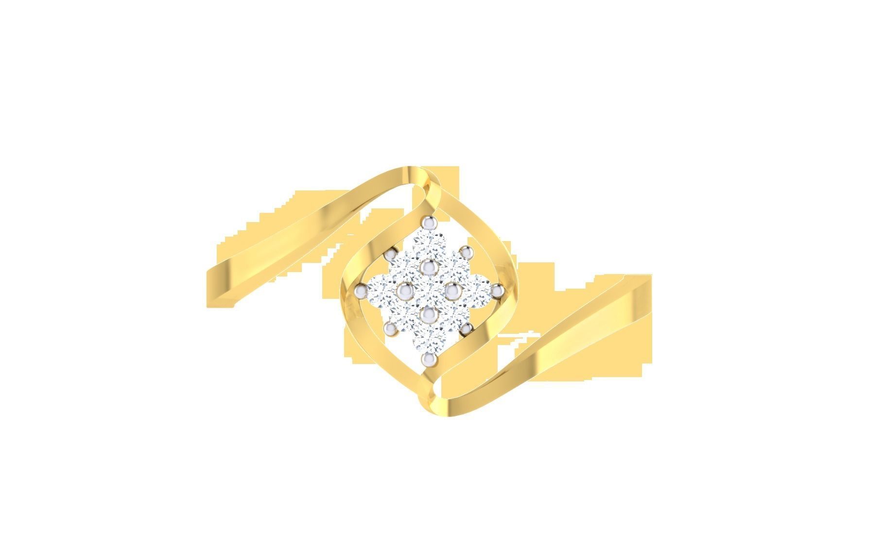 Solitaire Engagement Wedding Bypass Ring 3D print model_7