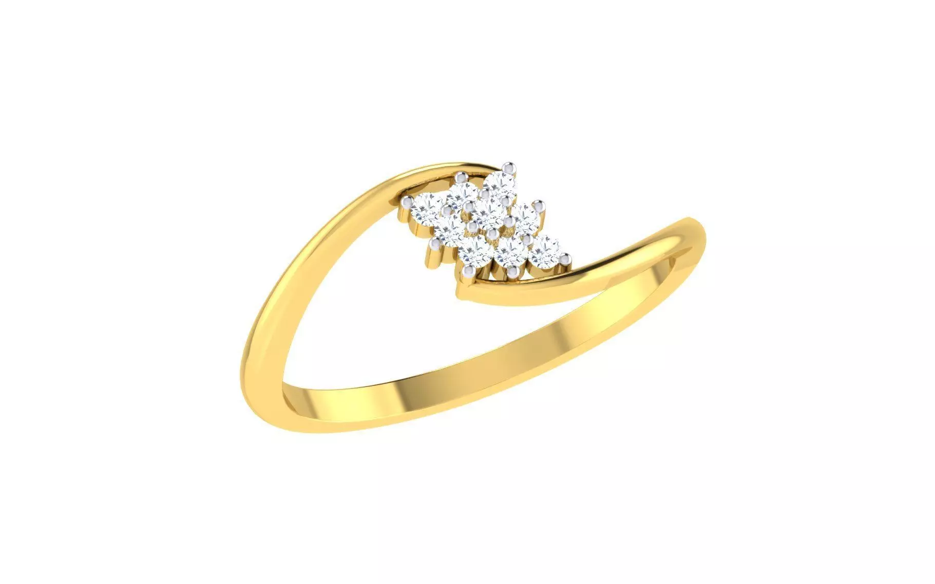 Solitaire Engagement Wedding Bypass Ring 3D print model