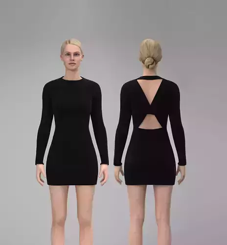 Tricot Mini Dress With Cut-Out and Twisted Back Detail