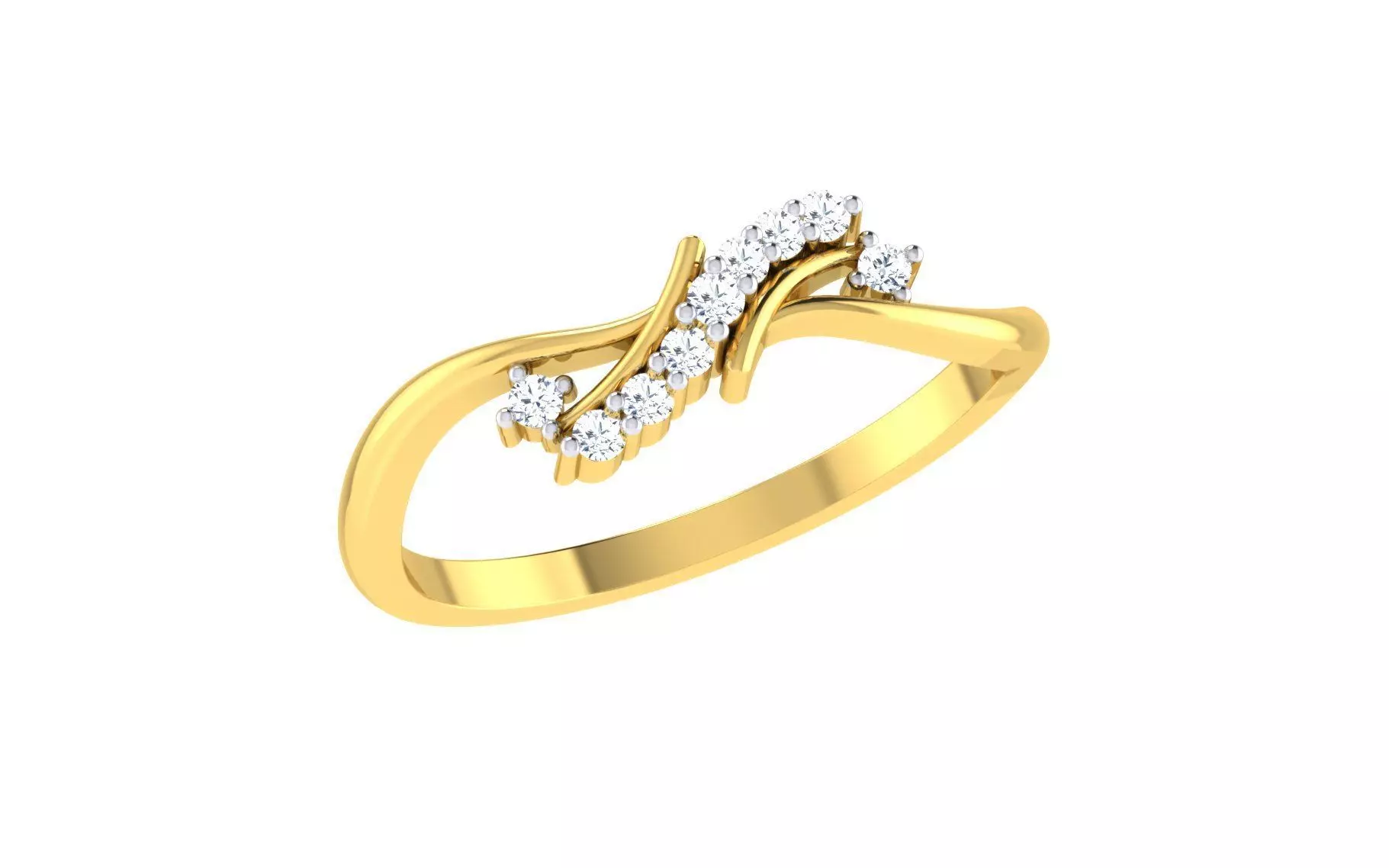 Solitaire Women Engagement Bypass Rings 3D print model_0