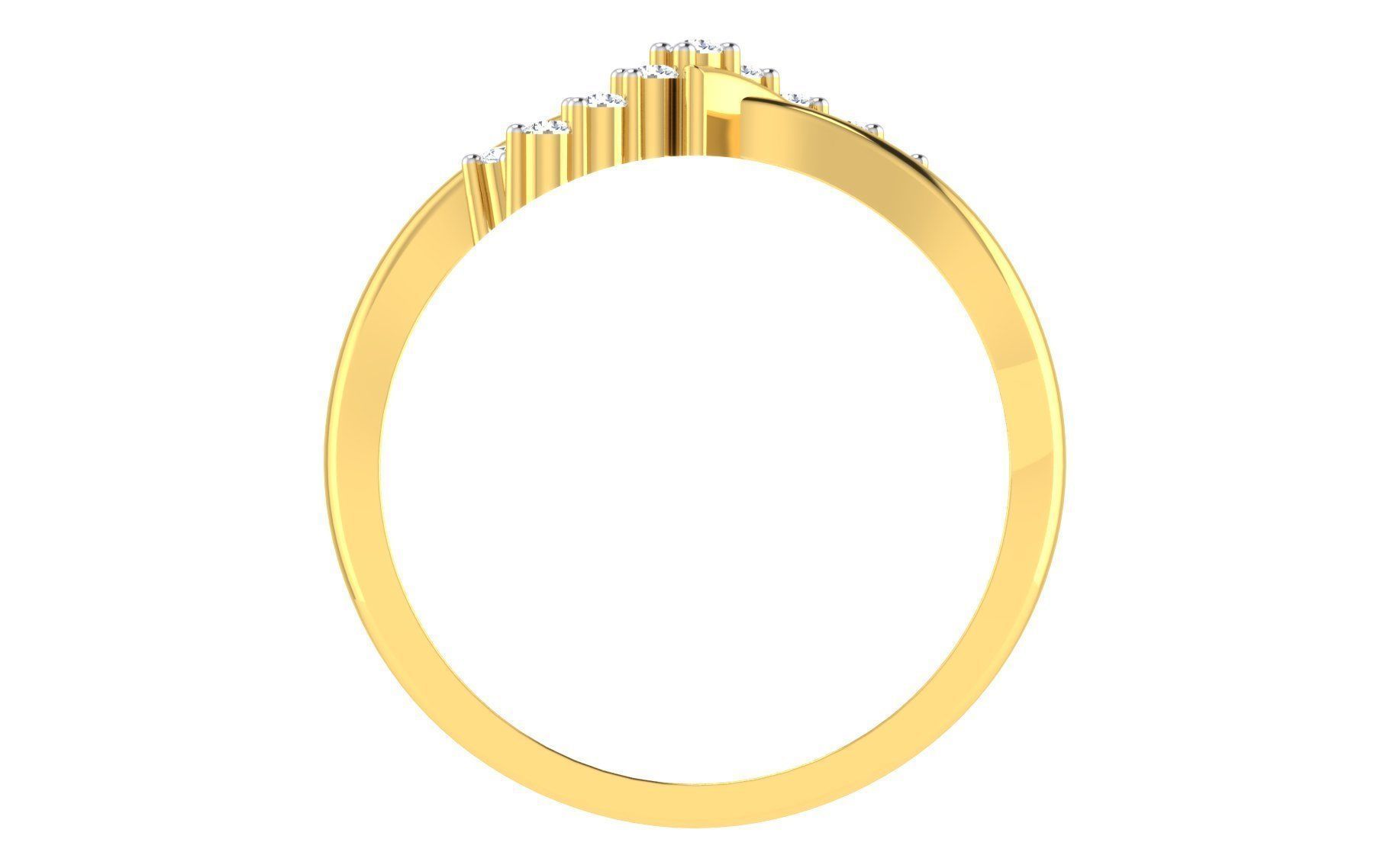 Solitaire Women Engagement Bypass Rings 3D print model_2