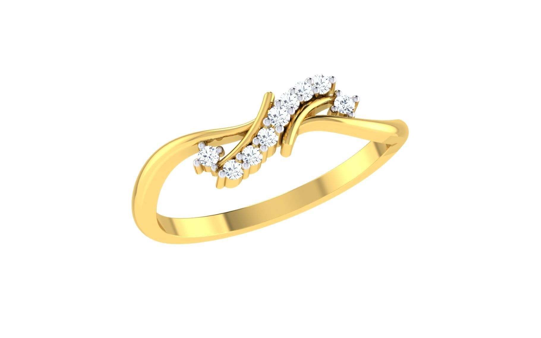 Solitaire Women Engagement Bypass Rings 3D print model_1