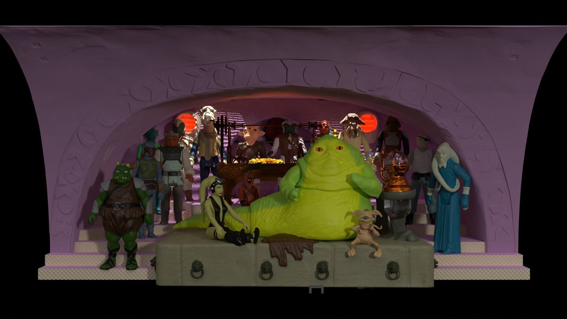 Jabbas Throne Area - Foam version complete set - 1-18 Hasbro 3D Model Collection_6