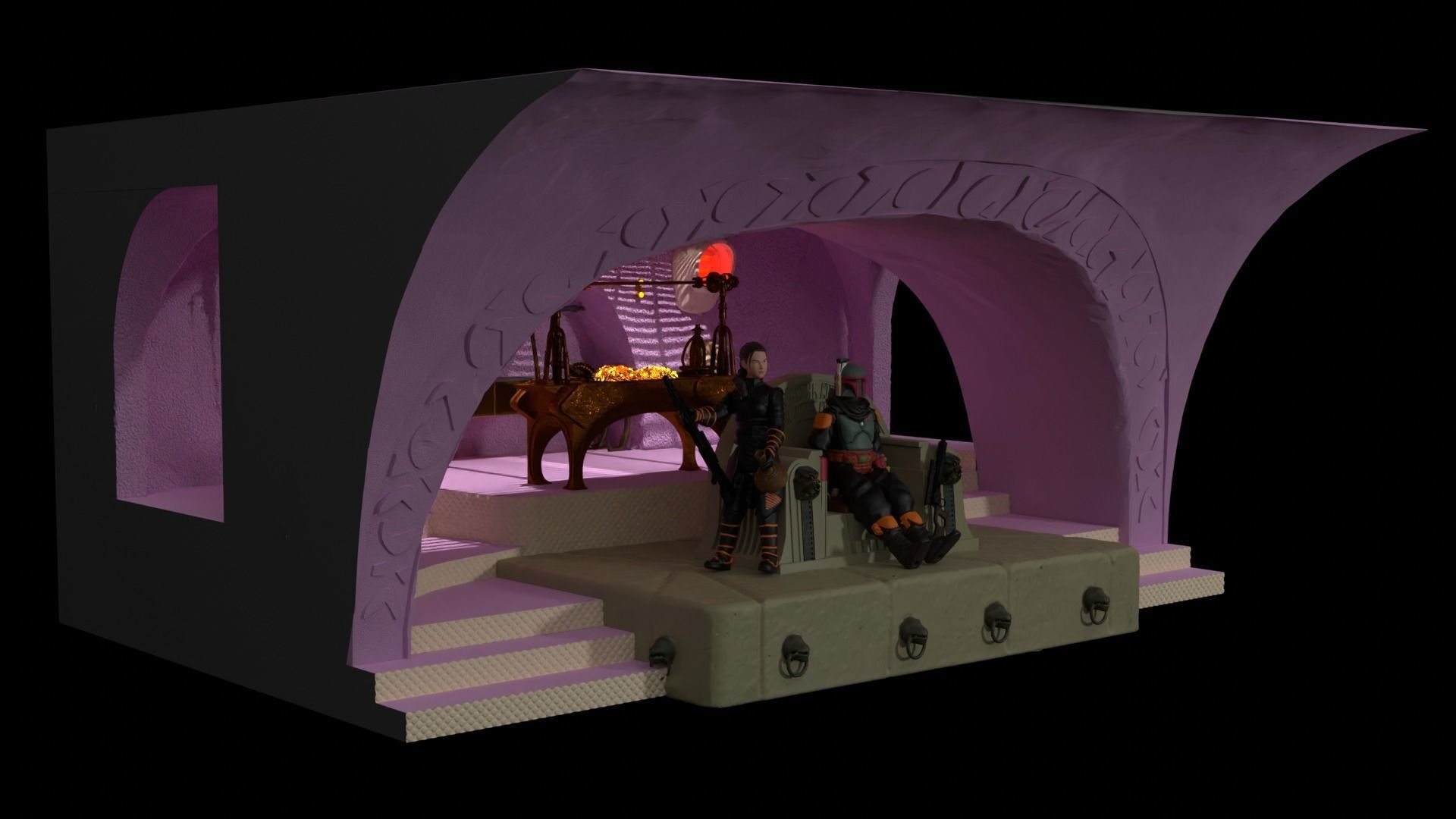 Jabbas Throne Area - Foam version complete set - 1-18 Hasbro 3D Model Collection_12