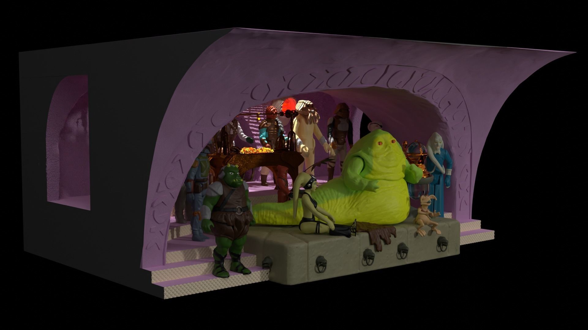 Jabbas Throne Area - Foam version complete set - 1-18 Hasbro 3D Model Collection_7