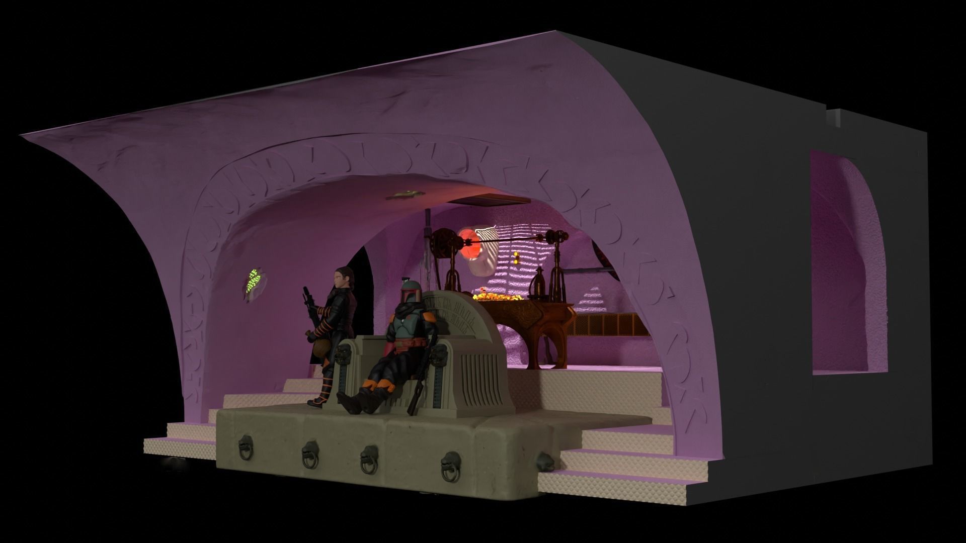 Jabbas Throne Area - Foam version complete set - 1-18 Hasbro 3D Model Collection_10