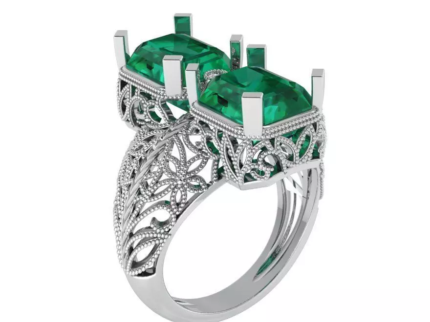 2-Stone Emerald Ring 0915 3D print model