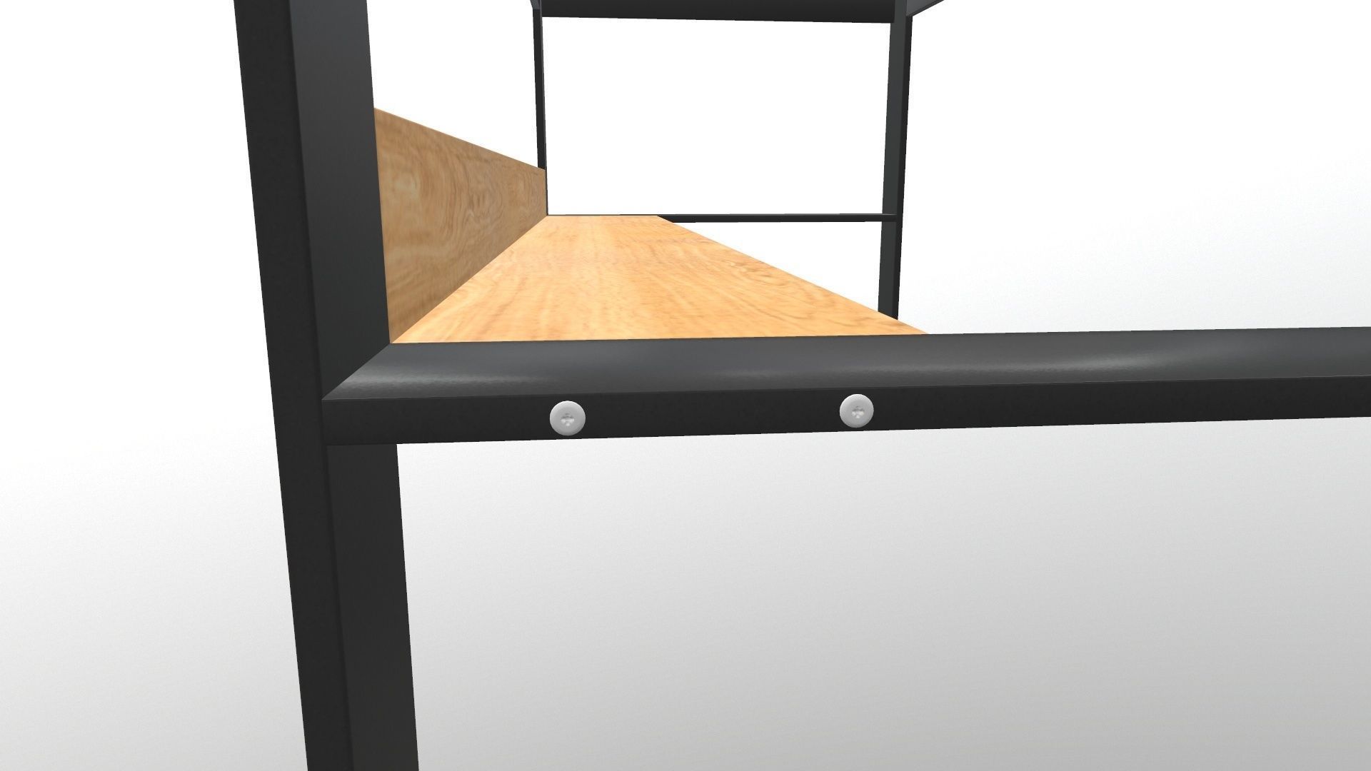 Bench table with wooden shelves 3D model_6