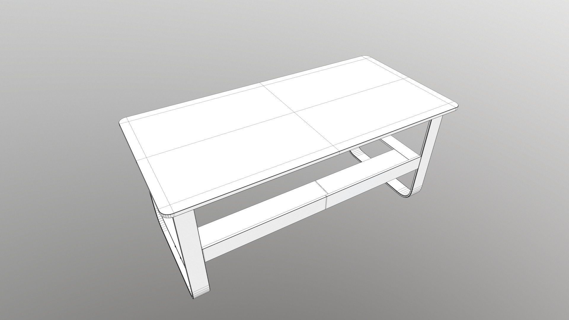 Bench table with wooden shelves 3D model_15