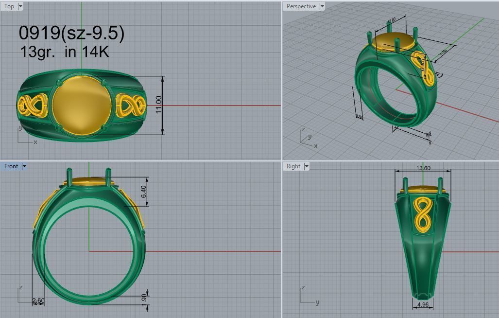 Round Carved Ring 0919 3D print model_4