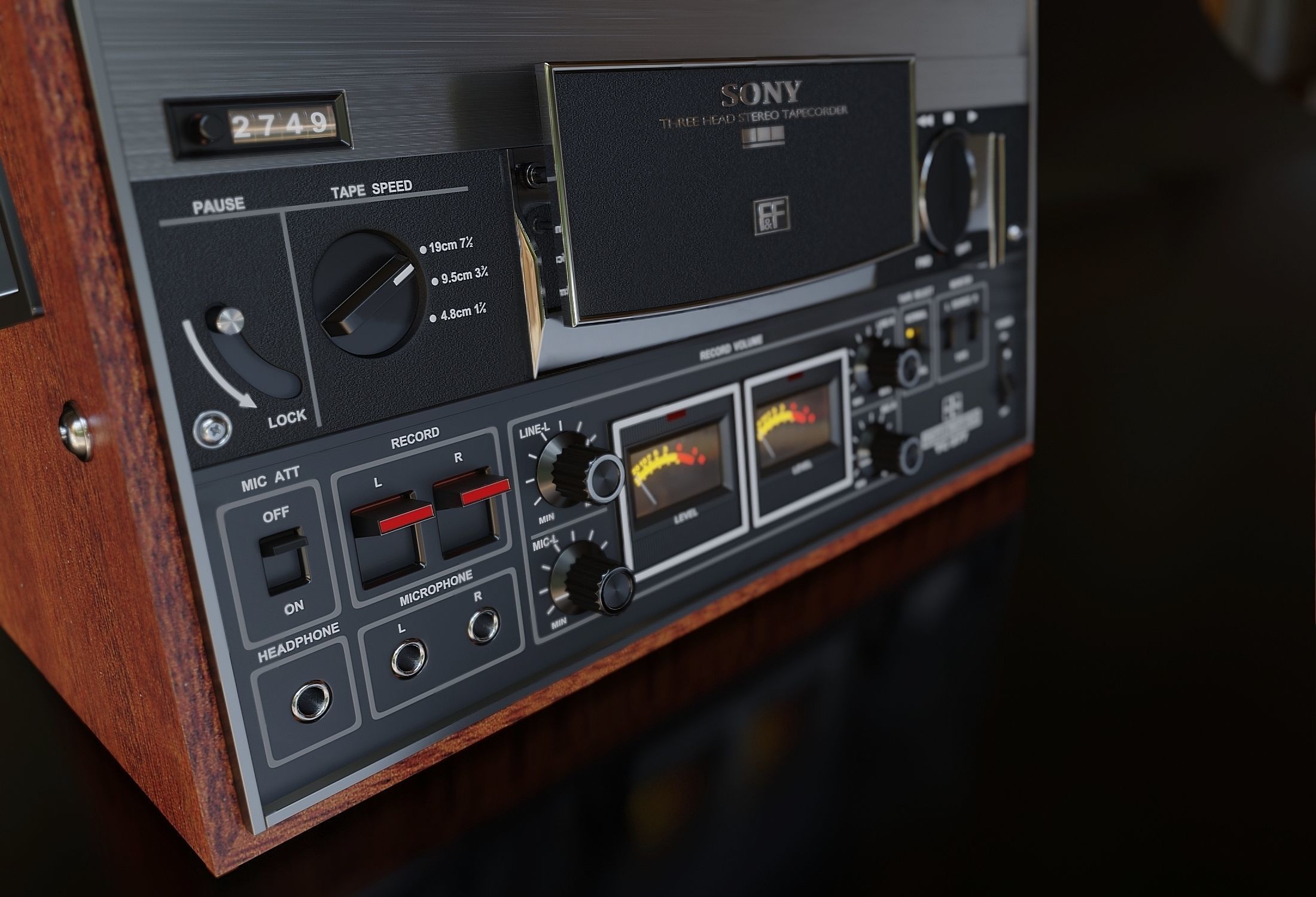 Stereo tape deck Sony TC 377 3D model_5