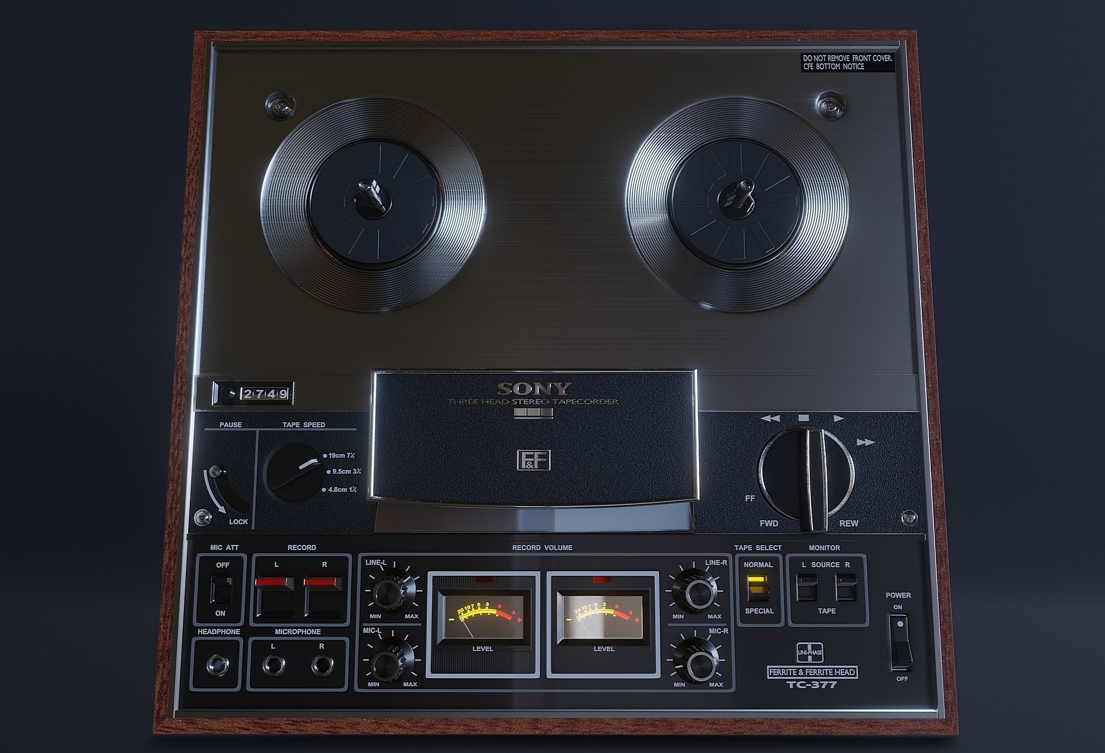 Stereo tape deck Sony TC 377 3D model_4