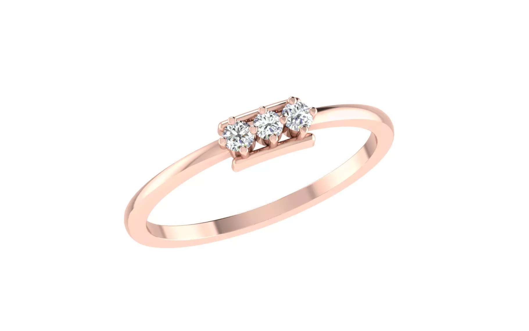Solitaire Women Engagement Three Stone Band Ring 3D print model