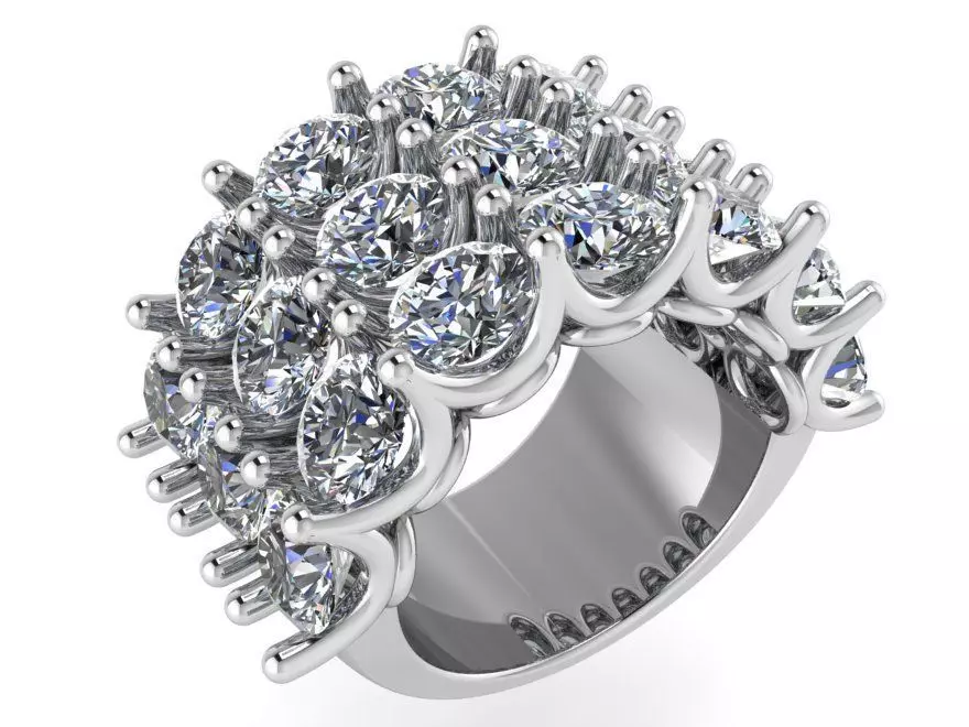 3 Row Diamond Ring 0924 3D print model_0