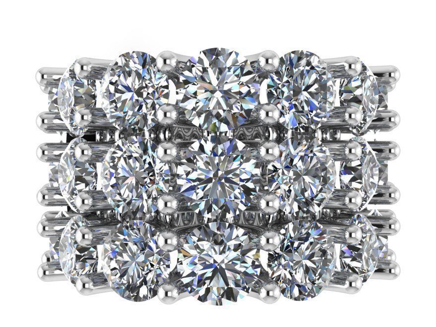 3 Row Diamond Ring 0924 3D print model_2