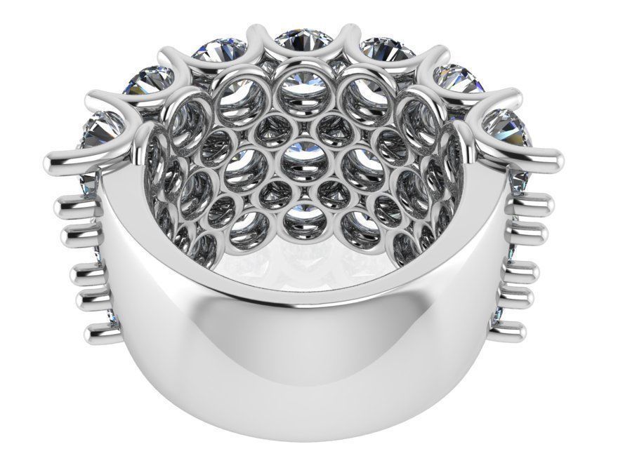 3 Row Diamond Ring 0924 3D print model_3